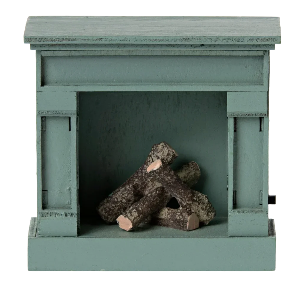 Mouse Fireplace, Blue - Maileg