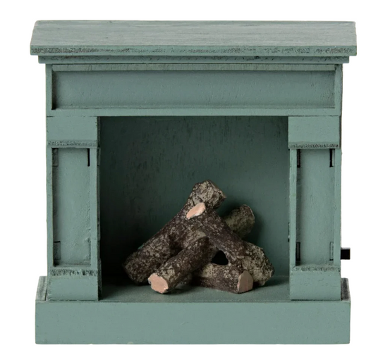 Mouse Fireplace, Blue - Maileg