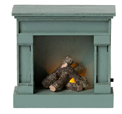 Mouse Fireplace, Blue - Maileg