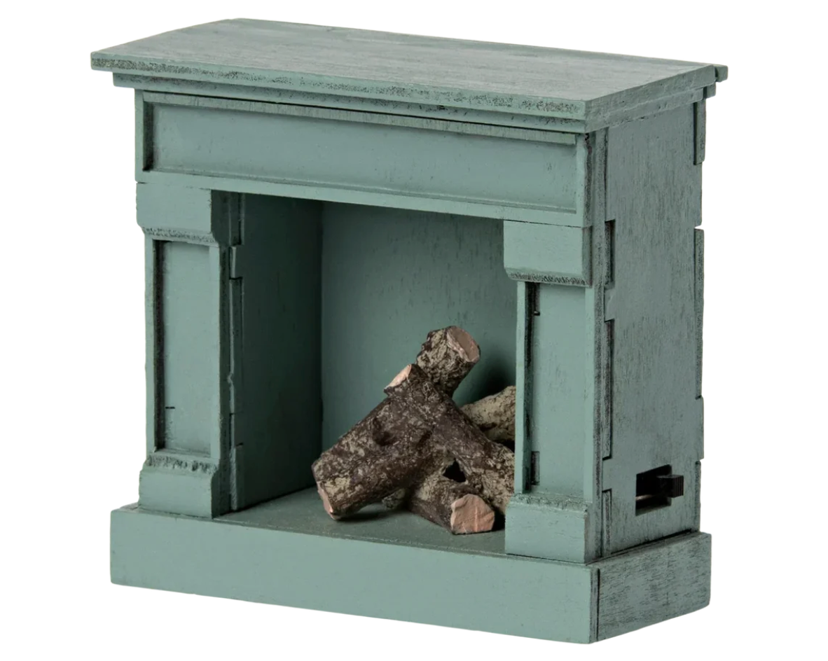 Mouse Fireplace, Blue - Maileg