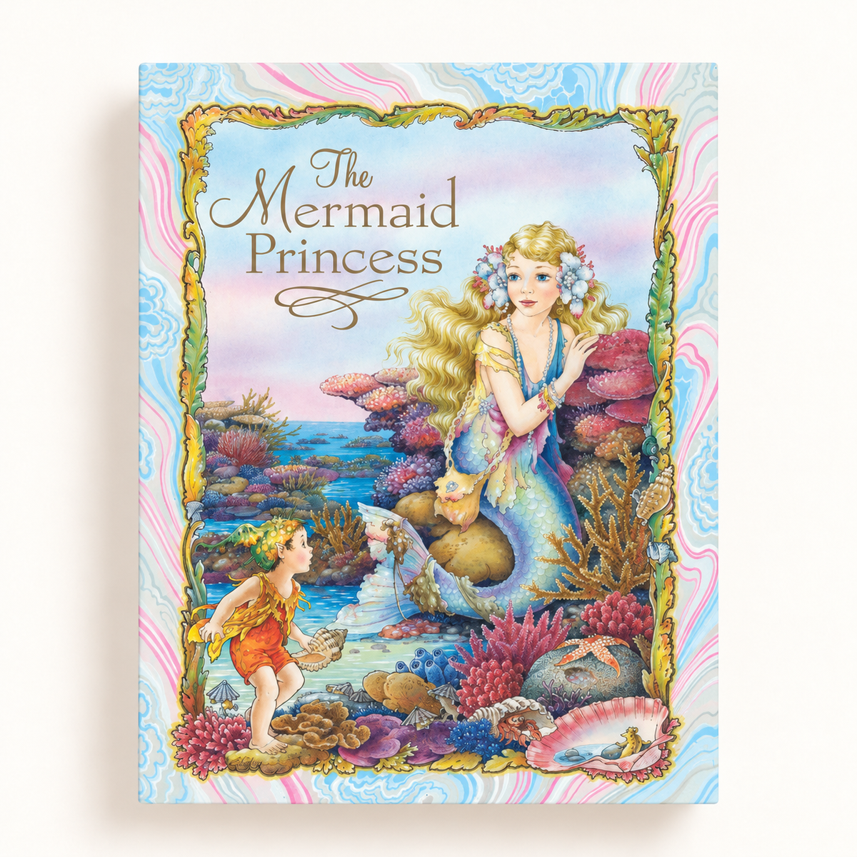 Illustration from Shirley Barber's The Mermaid Princess paperback book showing a mermaid under the sea with colorful coral and marine life.