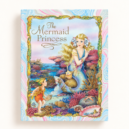 Illustration from Shirley Barber's The Mermaid Princess paperback book showing a mermaid under the sea with colorful coral and marine life.