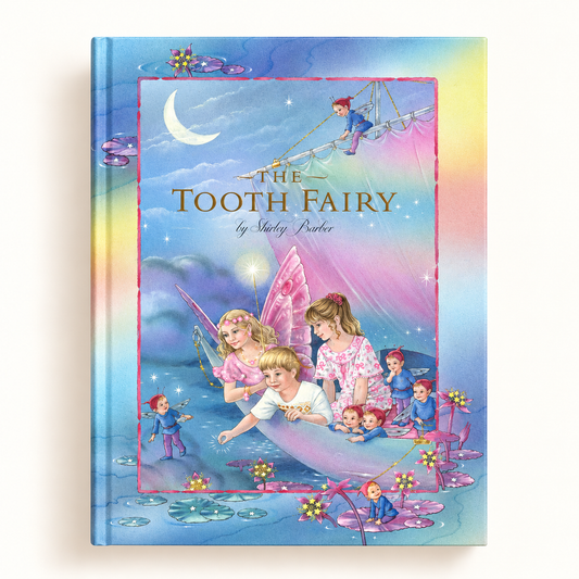 Hardcover book titled "The Tooth Fairy" by Shirley Barber, featuring whimsical illustrations for a magical night voyage.