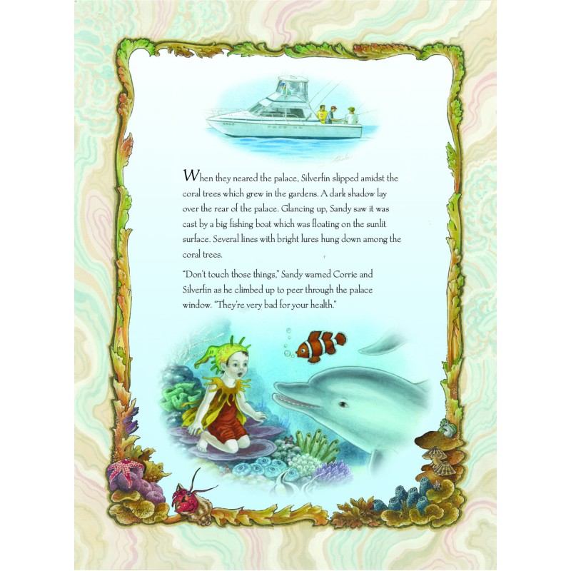 Hardcover book titled "The Mermaid Princess and the Trouble at the Palace" by Shirley Barber, featuring an illustrated mermaid on the cover.